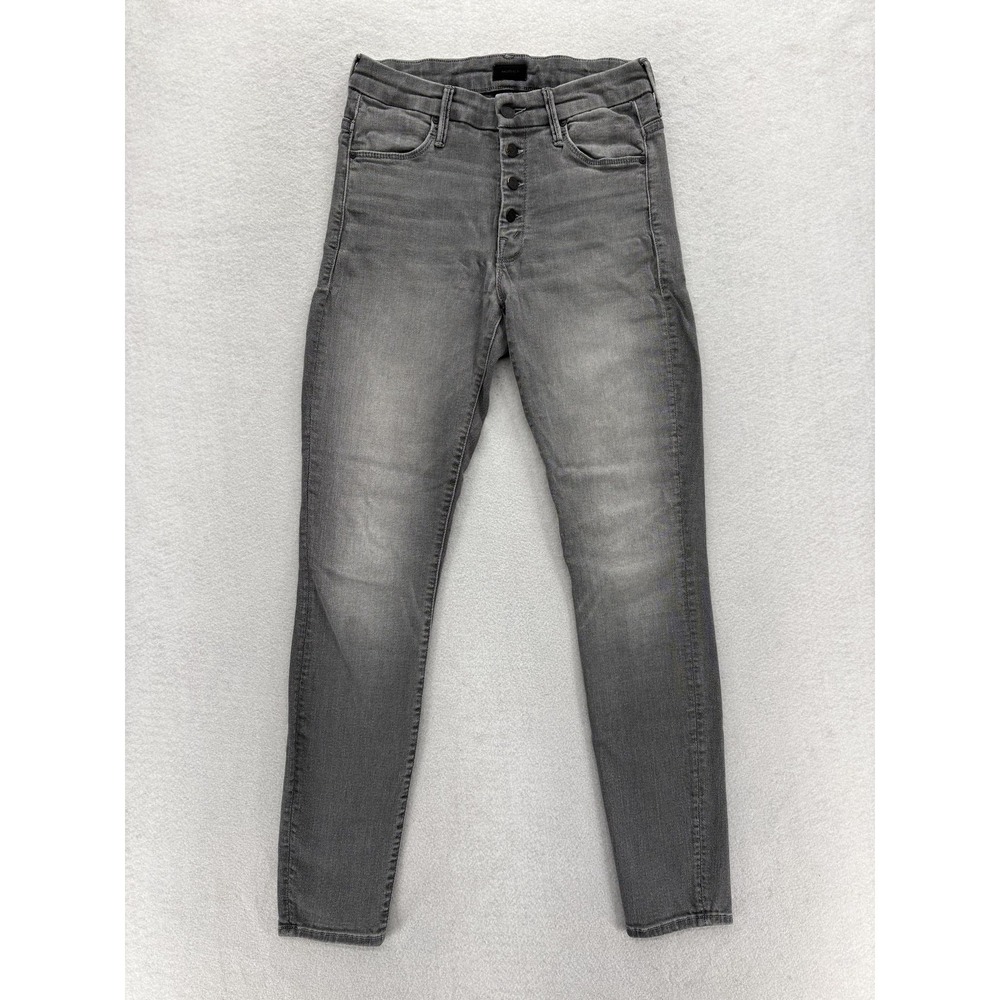 Mother The Pixie Skinny Jeans Womens 27 Gray Supermoon Button Fly Denim Stretch